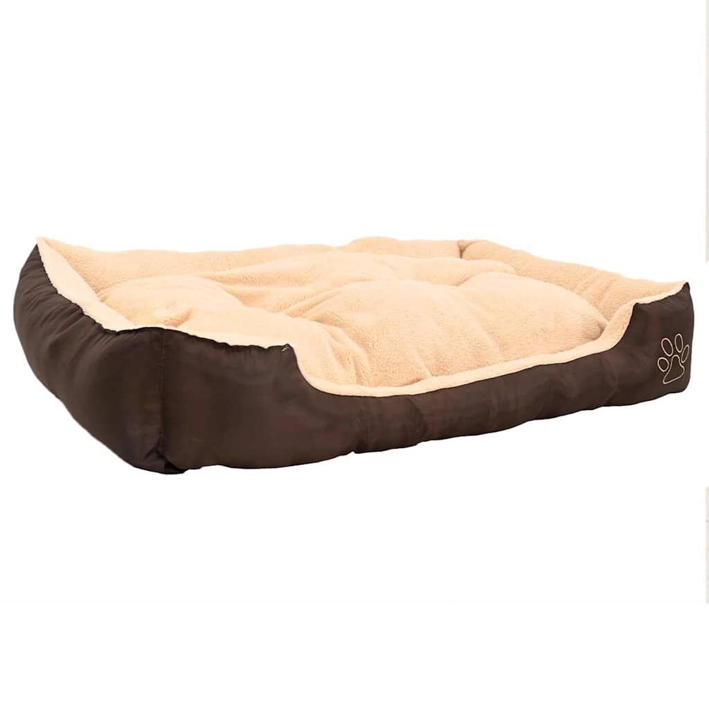Warmes Hundebett XL mit Polsterkissen – Braun/Beige