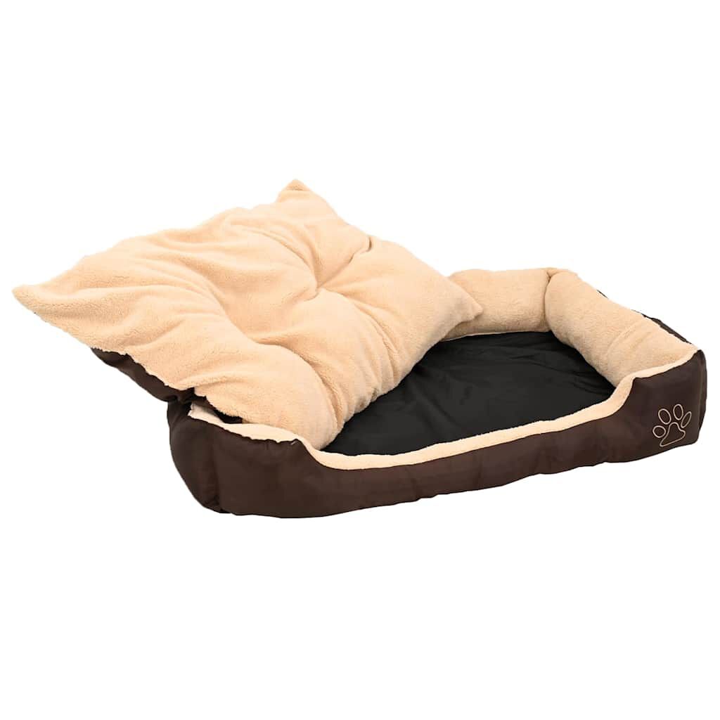 Warmes Hundebett XL mit Polsterkissen – Braun/Beige