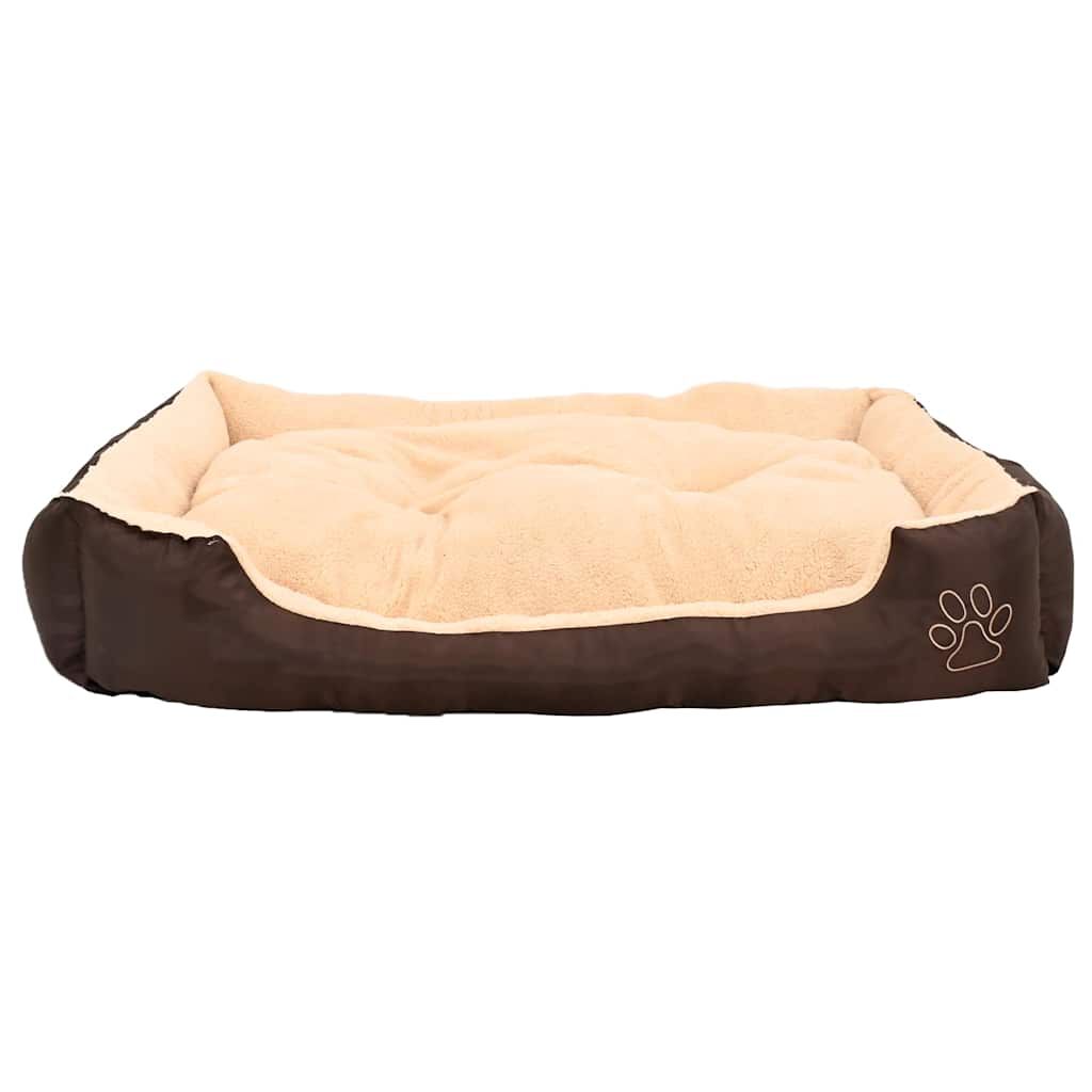 Warmes Hundebett XL mit Polsterkissen – Braun/Beige